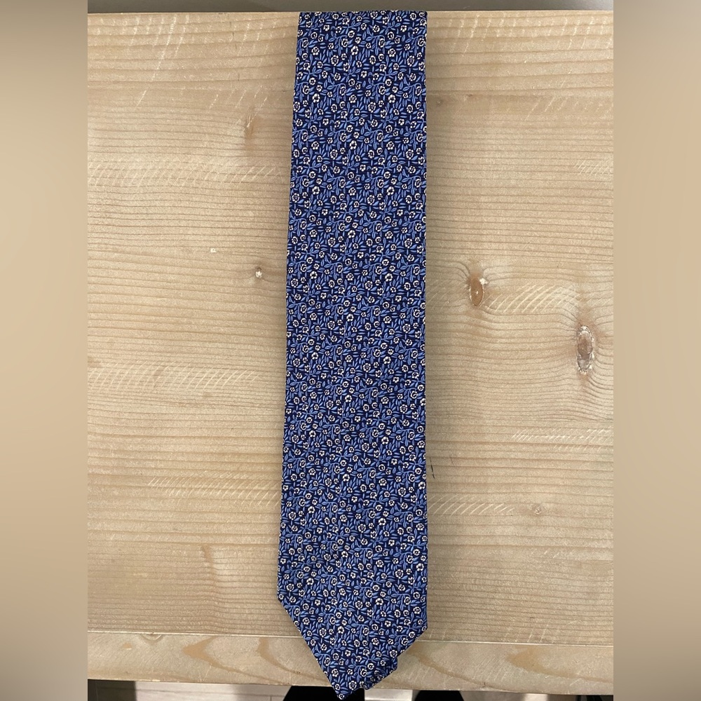 Thomas pink blue and navy and cream floral tie